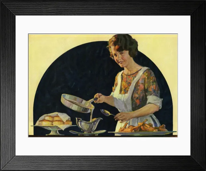 Framed Print : Woman pouring sauce Framed Print : Woman pouring sauce