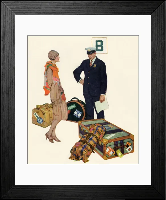 Framed Print : Woman with luggage Framed Print : Woman with luggage