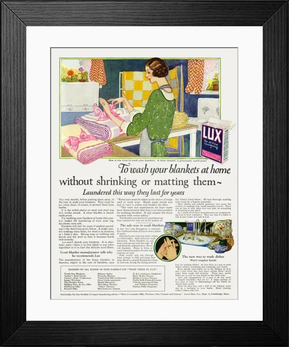 Framed Print : Lux advertisement. To wash your blankets at home. Framed Print : Lux advertisement. To wash your blankets at home.