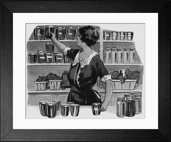 Framed Print : Placing jam jar on a shelf Framed Print : Placing jam jar on a shelf