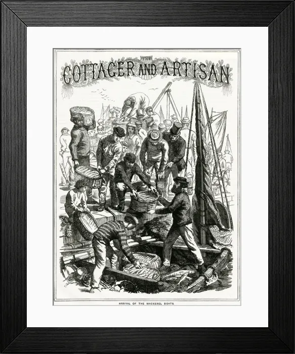 Framed Print : Arrival of the mackerel boats 1868 Framed Print : Arrival of the mackerel boats 1868