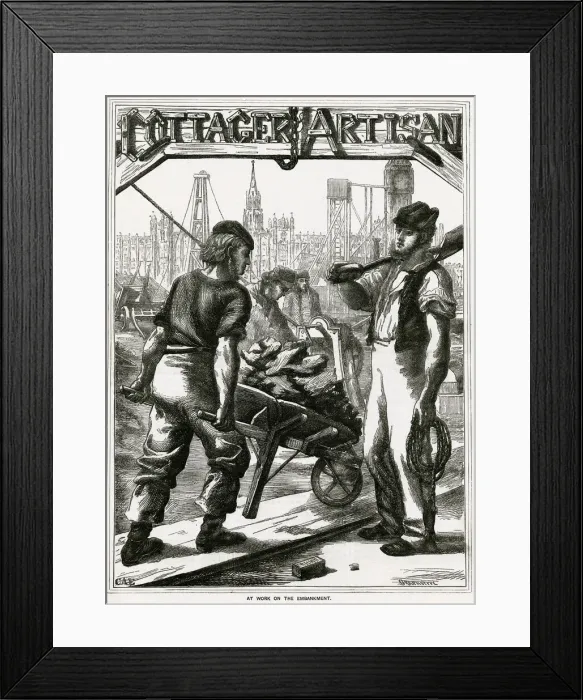 Framed Print : Work at the Embankment, London 1868 Framed Print : Work at the Embankment, London 1868