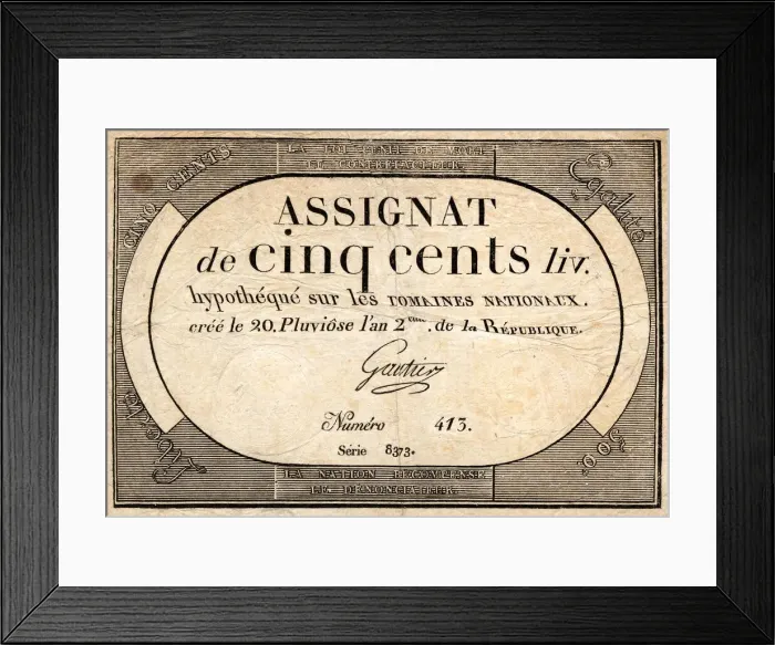 Framed Print : REVOLUTIONARY ASSIGNAT Framed Print : REVOLUTIONARY ASSIGNAT