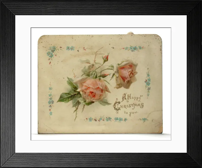 Framed Print : Pink roses on a Christmas card Framed Print : Pink roses on a Christmas card