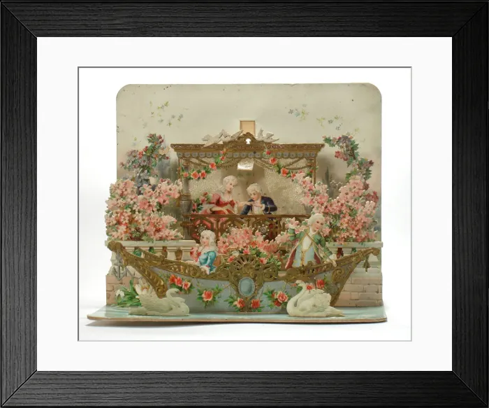 Framed Print : Couple on a balcony on a Christmas card Framed Print : Couple on a balcony on a Christmas card