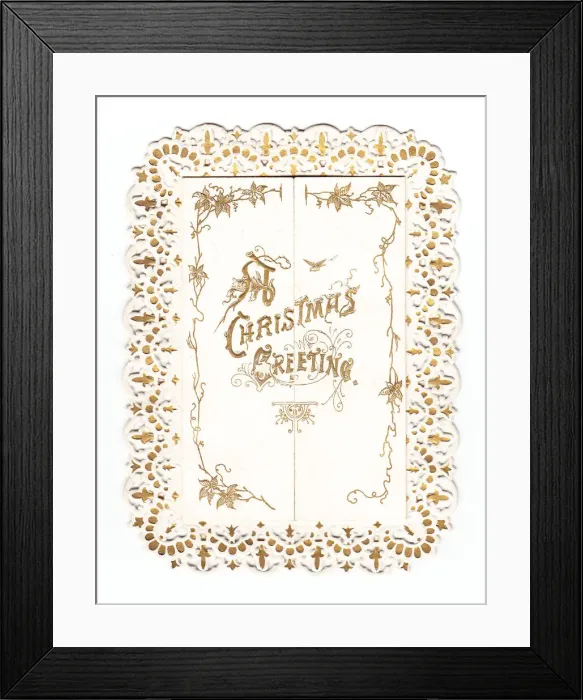 Framed Print : Christmas card with gold and white design Framed Print : Christmas card with gold and white design