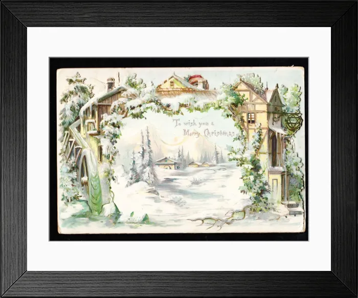 Framed Print : Rural snow scene on a Christmas card Framed Print : Rural snow scene on a Christmas card