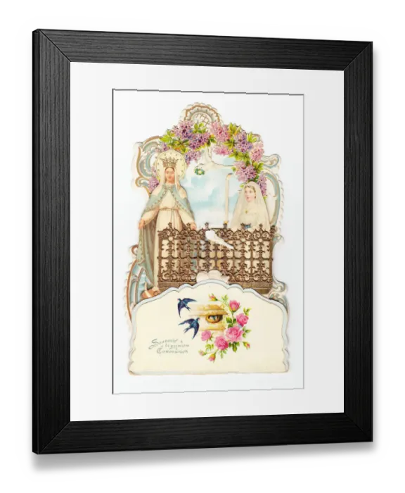 Framed Print : French card, souvenir of first communion Framed Print : French card, souvenir of first communion
