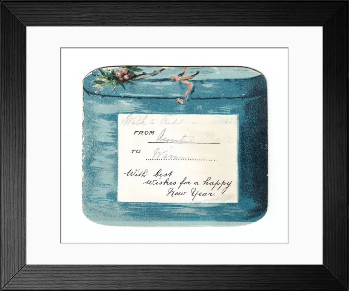 Framed Print : New Year card in the shape of a gift box Framed Print : New Year card in the shape of a gift box