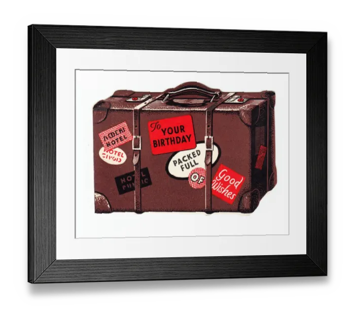 Framed Print : Birthday card in the shape of a suitcase Framed Print : Birthday card in the shape of a suitcase
