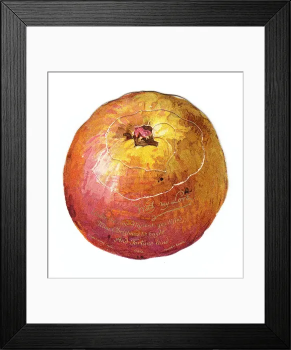 Framed Print : Christmas card in the shape of an apple Framed Print : Christmas card in the shape of an apple