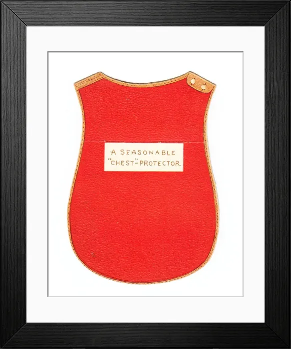 Framed Print : Shaped greetings card, a seasonable chest-protector Framed Print : Shaped greetings card, a seasonable chest-protector