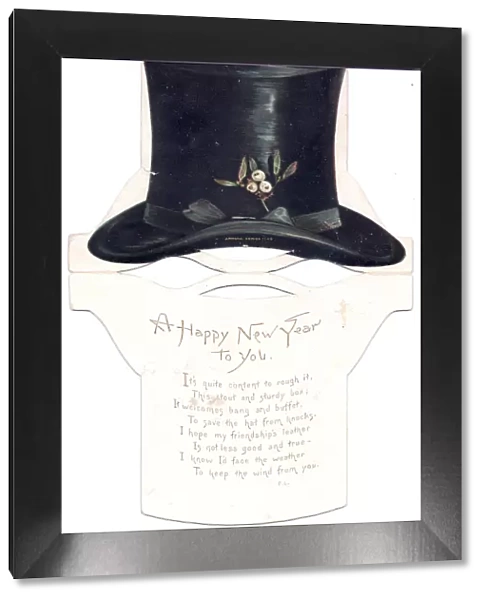 New Year card in the shape of a top hat