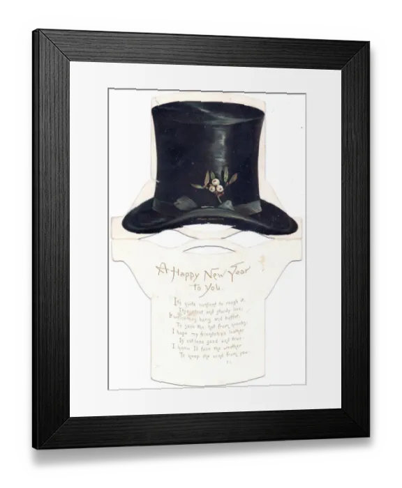 Framed Print : New Year card in the shape of a top hat Framed Print : New Year card in the shape of a top hat