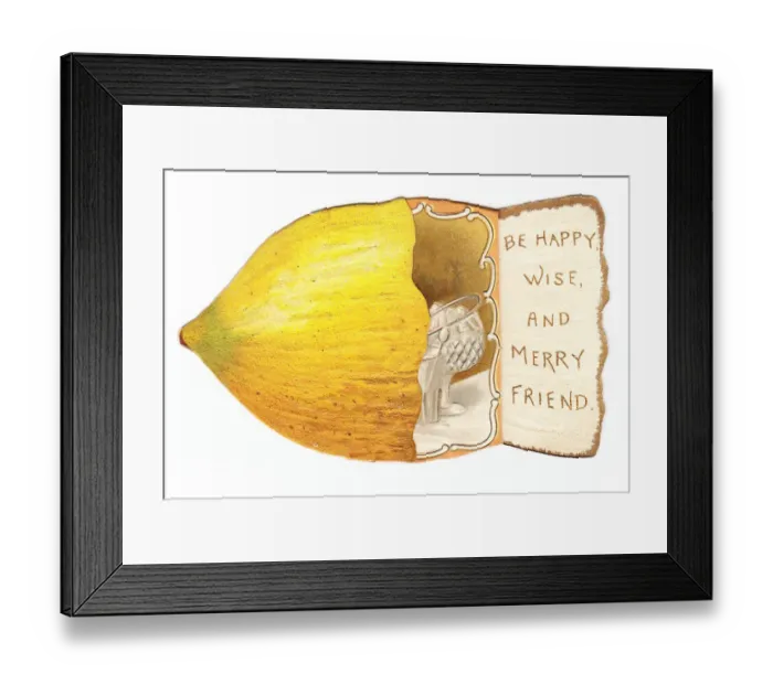 Framed Print : Greetings card in the shape of a lemon Framed Print : Greetings card in the shape of a lemon