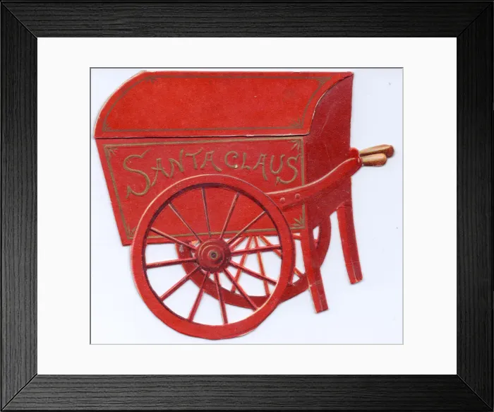 Framed Print : Red wheelbarrow on a cutout Christmas and New Year card Framed Print : Red wheelbarrow on a cutout Christmas and New Year card