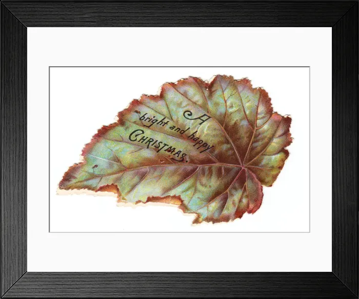 Framed Print : Christmas card in the shape of a leaf Framed Print : Christmas card in the shape of a leaf