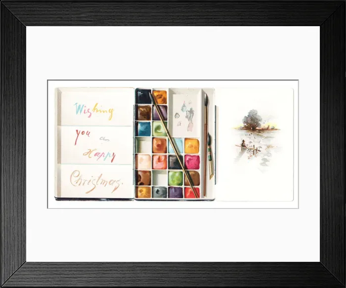 Framed Print : Christmas card in the shape of an open paintbox Framed Print : Christmas card in the shape of an open paintbox