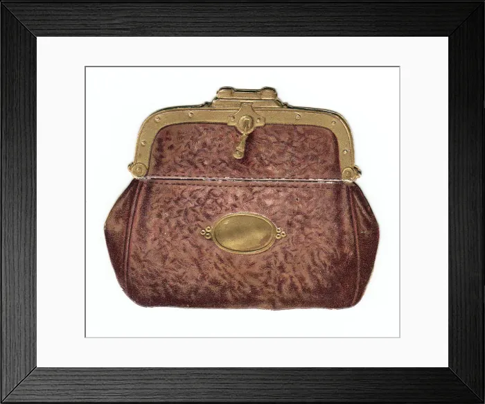 Framed Print : Purse full of money on a cutout Christmas card Framed Print : Purse full of money on a cutout Christmas card