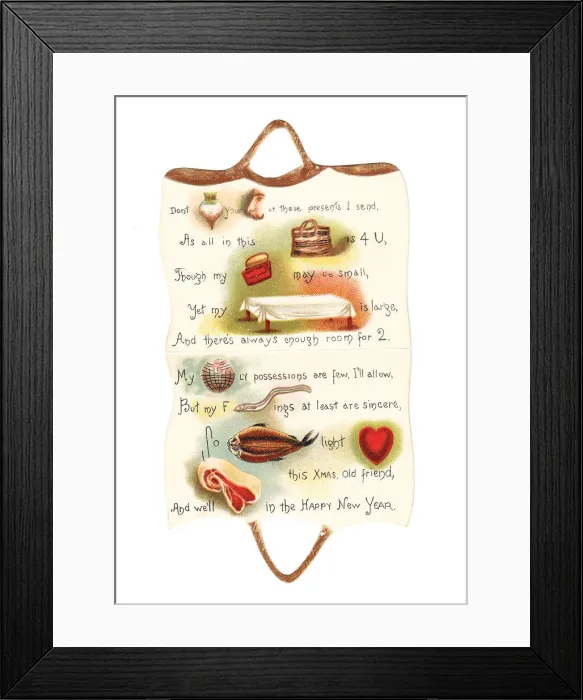 Framed Print : Christmas and New Year card in the shape of a basket Framed Print : Christmas and New Year card in the shape of a basket