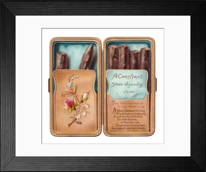Framed Print : Christmas card in the shape of a cigar box Framed Print : Christmas card in the shape of a cigar box