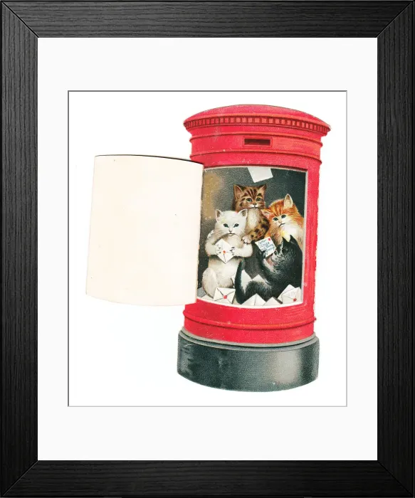 Framed Print : Christmas card in the shape of a red pillar box Framed Print : Christmas card in the shape of a red pillar box