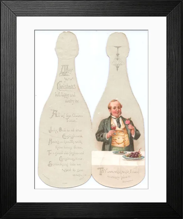 Framed Print : Christmas card in the shape of a champagne bottle Framed Print : Christmas card in the shape of a champagne bottle