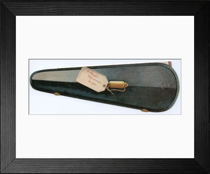 Framed Print : Christmas card in the shape of a violin case Framed Print : Christmas card in the shape of a violin case