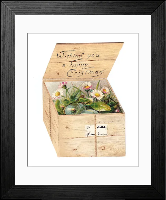 Framed Print : Christmas card in the shape of a wooden crate Framed Print : Christmas card in the shape of a wooden crate