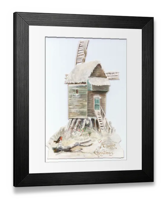 Framed Print : Christmas card in the shape of a windmill Framed Print : Christmas card in the shape of a windmill