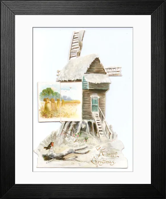 Framed Print : Christmas card in the shape of a windmill Framed Print : Christmas card in the shape of a windmill