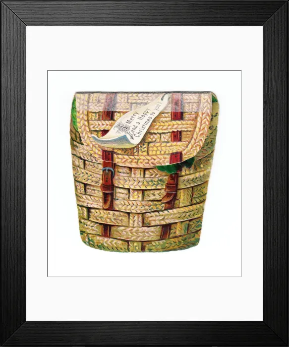 Framed Print : Christmas card in the shape of a wickerwork basket Framed Print : Christmas card in the shape of a wickerwork basket