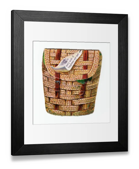 Framed Print : Greetings card in the shape of a wickerwork basket Framed Print : Greetings card in the shape of a wickerwork basket