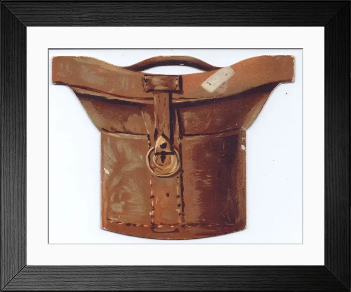 Framed Print : Greetings card in the shape of a leather hatbox Framed Print : Greetings card in the shape of a leather hatbox