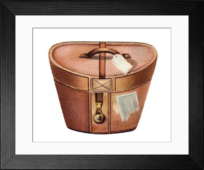Framed Print : Christmas card in the shape of a leather hatbox Framed Print : Christmas card in the shape of a leather hatbox