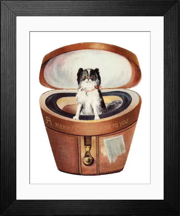 Framed Print : Christmas card in the shape of a leather hatbox Framed Print : Christmas card in the shape of a leather hatbox