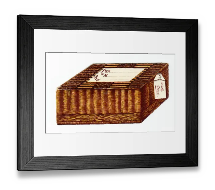 Framed Print : Christmas card in the shape of a wickerwork food hamper Framed Print : Christmas card in the shape of a wickerwork food hamper