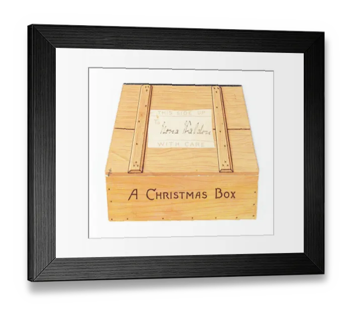 Framed Print : Christmas card in the shape of a wooden crate Framed Print : Christmas card in the shape of a wooden crate