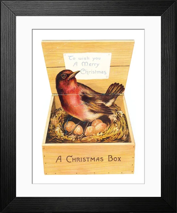 Framed Print : Christmas card in the shape of a wooden crate Framed Print : Christmas card in the shape of a wooden crate