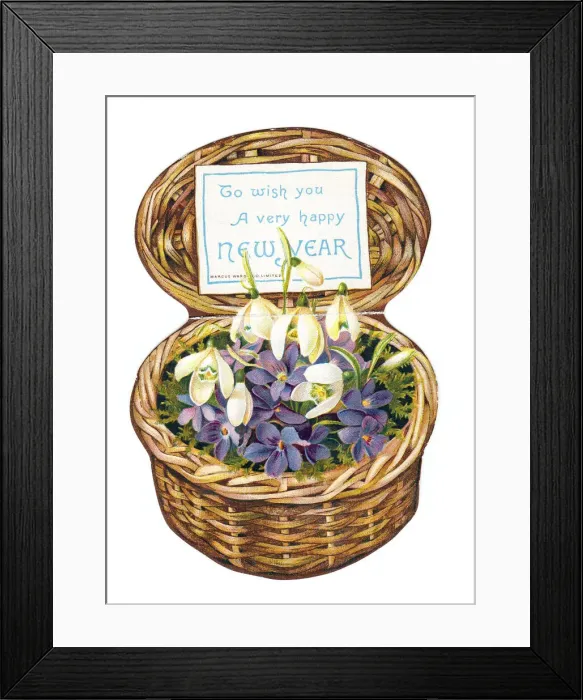 Framed Print : New Year card in the shape of a wickerwork basket Framed Print : New Year card in the shape of a wickerwork basket