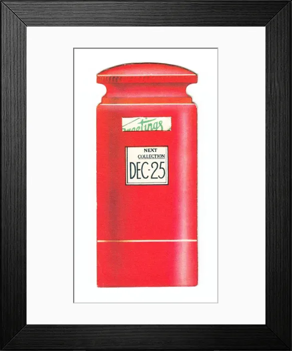 Framed Print : Christmas card in the shape of a red pillar box Framed Print : Christmas card in the shape of a red pillar box