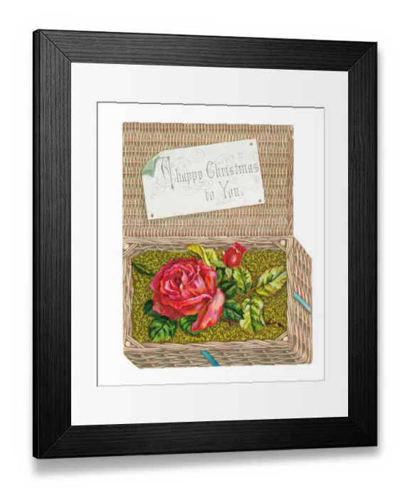 Framed Print : Christmas card in the shape of a wickerwork basket Framed Print : Christmas card in the shape of a wickerwork basket