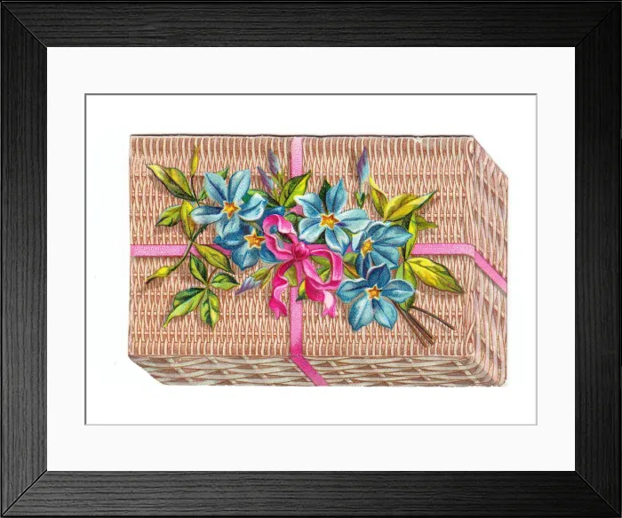 Framed Print : Christmas card in the shape of a wickerwork basket