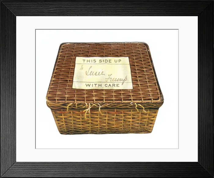Framed Print : Christmas card in the shape of a wickerwork basket Framed Print : Christmas card in the shape of a wickerwork basket