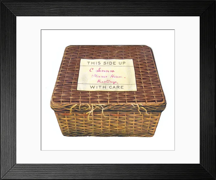 Framed Print : Christmas card in the shape of a wickerwork basket Framed Print : Christmas card in the shape of a wickerwork basket