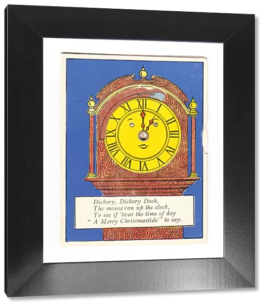 Clock with nursery rhyme on a Christmas card