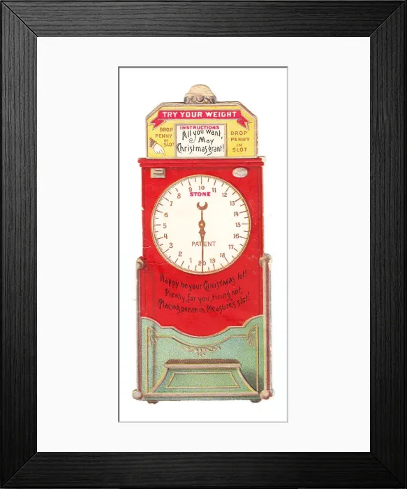 Framed Print : Christmas card in the form of weight scales Framed Print : Christmas card in the form of weight scales