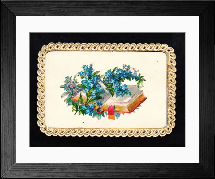 Framed Print : Book and flowers on a greetings card Framed Print : Book and flowers on a greetings card