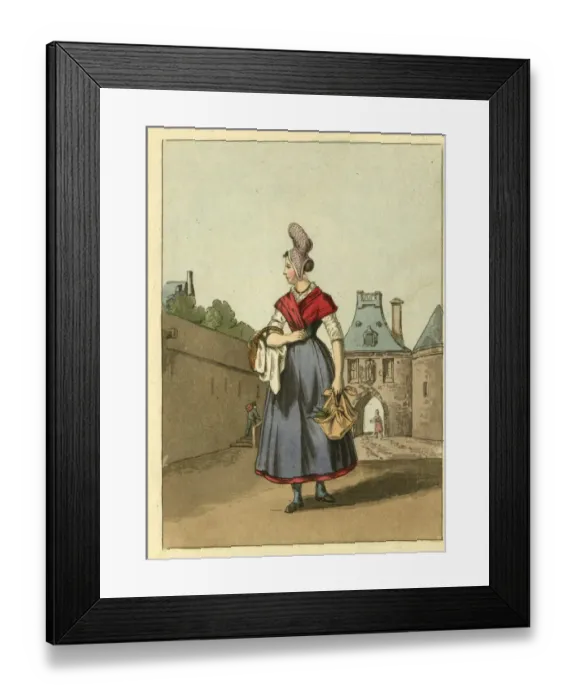 Framed Print : Costumes of Europe, Maidservant Vareugeville at Dieppe