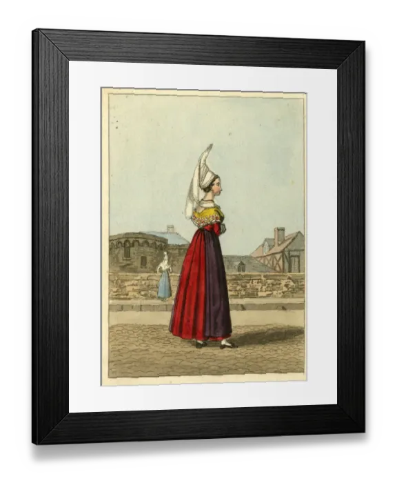 Framed Print : Costumes of Europe, Farmers Wife, Harcourt near Caux Framed Print : Costumes of Europe, Farmers Wife, Harcourt near Caux